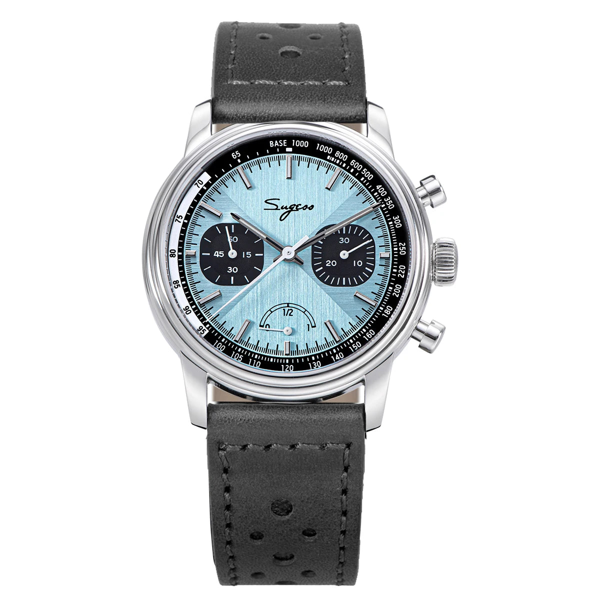 Sugess Men's Pilot 1963 Wristwatch ST1906 Chronograph Handwind Movement Domed Sapphire Waterproof Power Reserve Lume V2
