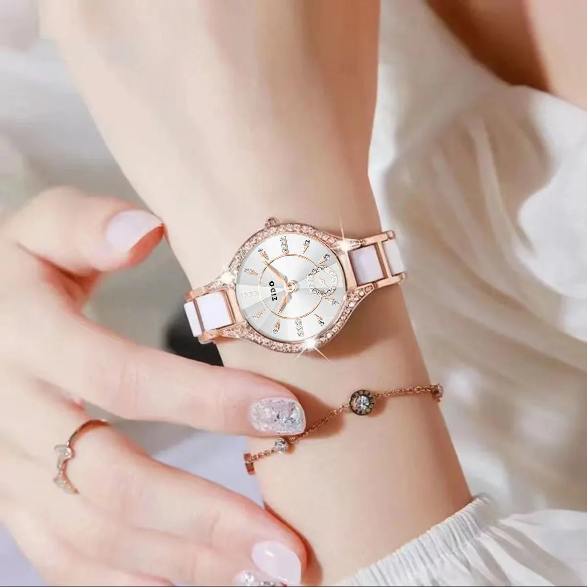 Watch for Women Brand Retro Light Luxury Waterproof Diamond Inlaid High Quality Stainless Steel Female Fashion Clock Watch