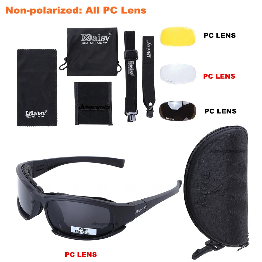 Polarized Tactical Glasses 4 Lens Kit Outdoor Hiking Cycling Fishing UV400 Sunglasses Hunting Shooting Airsoft Paintball Goggles