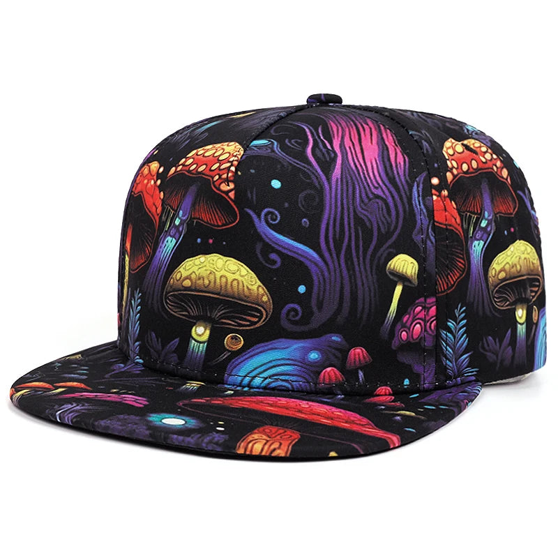 2025 Creative and Personalized New Printed Flat Edge Hat Street HipHop Hat Street Dance Decorative Hat Sunshade Hat Baseball Hat
