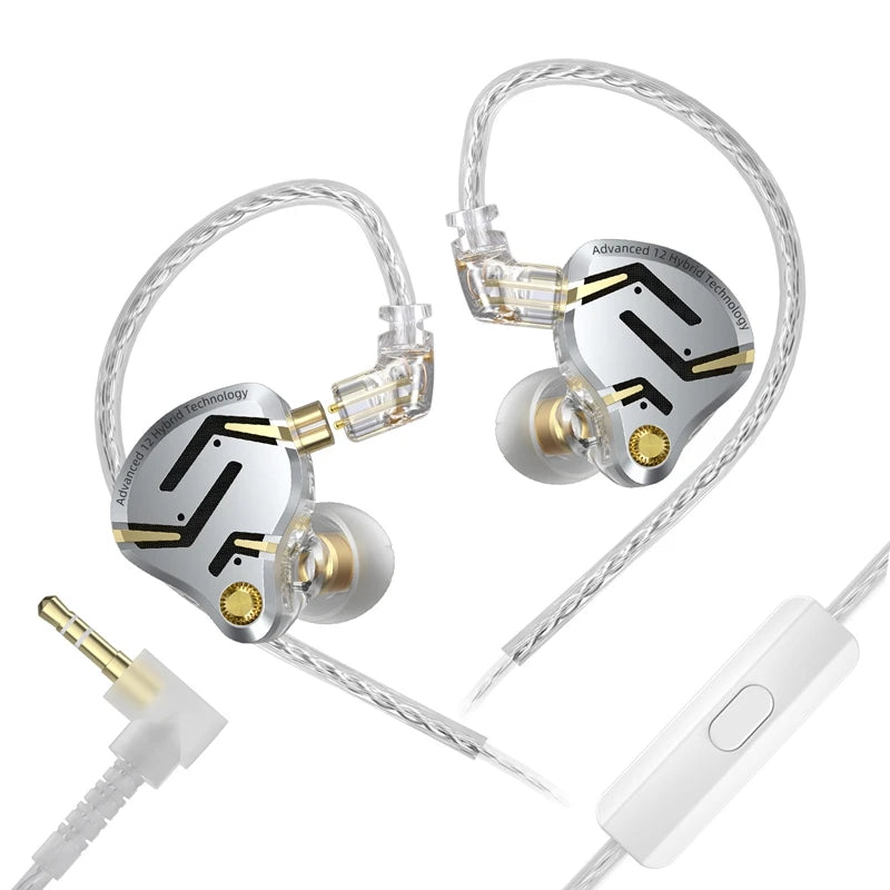 KZ ZS12 PRO 2 Hybrid IEM Earphones – HiFi Bass Wired Gaming Earbuds with Super-Linear Drivers