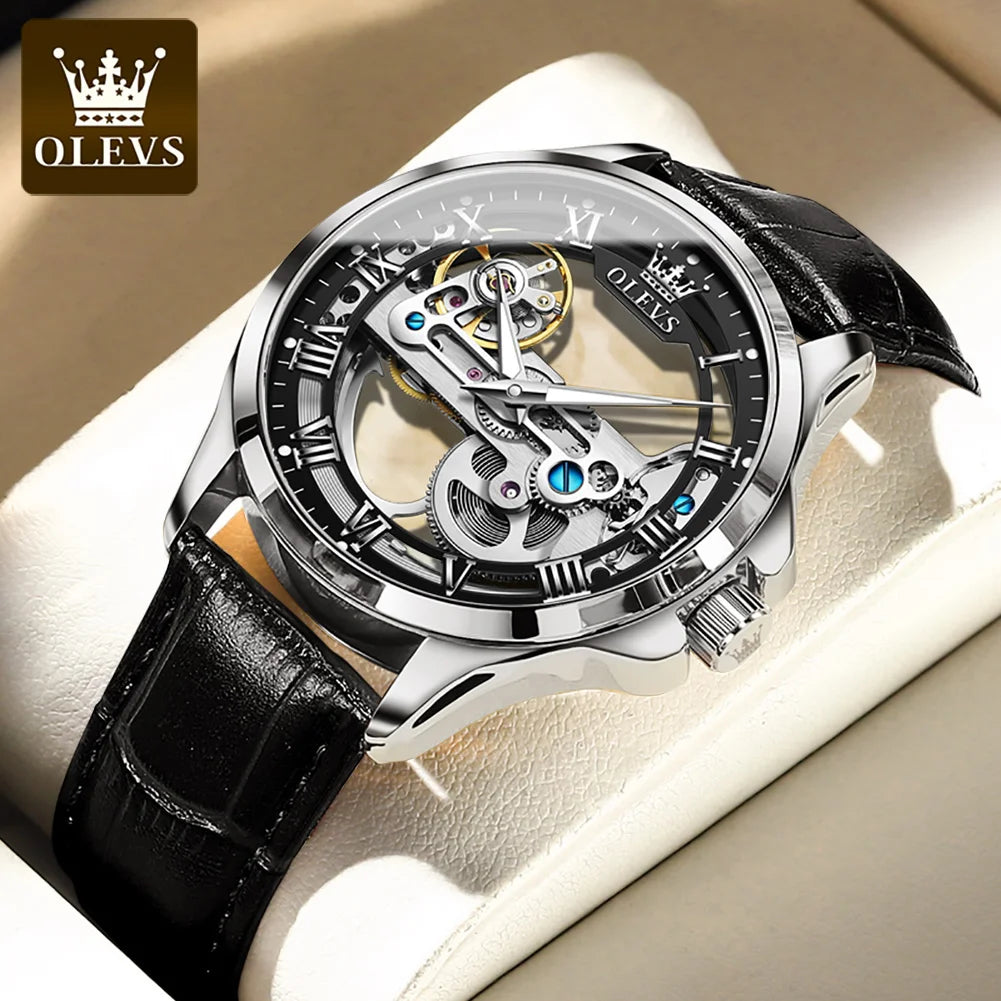 OLEVS 6661 Automatic Watch For Men Skeleton Original Mechanical Movement Men's Wristwatch Waterproof Luminous Sport Men's Watches