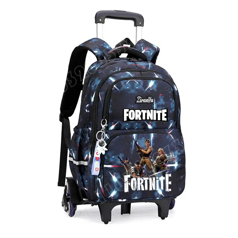 Fortnite Trolley Bag Easy Stair Climbing Anime Waterproof Wheeled Backpack Large Capacity Student Schoolbag Casual Travel Bag