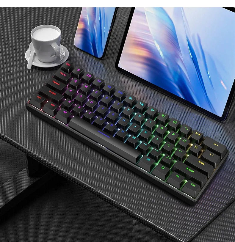 Mechanical keyboard Gamer keyboards mini Usb 61-Key Computer 60% kit upgrade Wired ergonomic semi mechanical white teclado pc