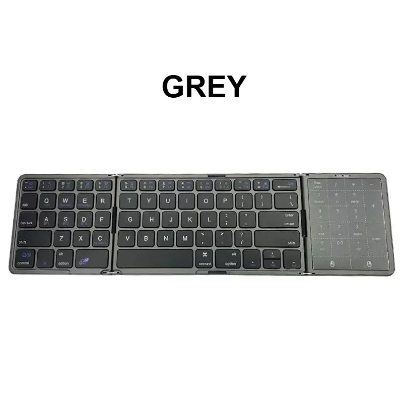 New Three-Fold Folding Bluetooth Keyboard With Touchpad Portable Foldable Keyboard For PC Mac Smartphone IPad