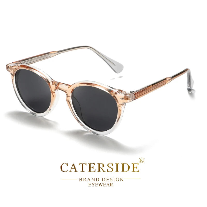 CATERSIDE Round Polarized Sunglasses Men Propionic High Quality Sun Glasses Women Punk Outdoor Driving Fishing Eyewear UV400
