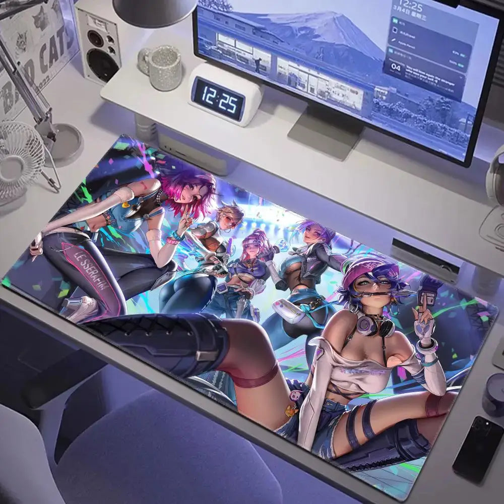 Sexy anime-meisjes gaming-muismat HYBXAXC voor laptop en kantoor, zachte rubberen tafelmat XXL, grote computer Overwatch-game toetsenbordmat