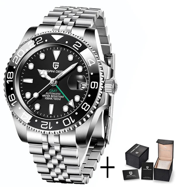 2026 Nuevo reloj mecánico de lujo para hombre PAGANI DESIGN, acero inoxidable, GMT, marca líder, cristal de zafiro, reloj para hombre