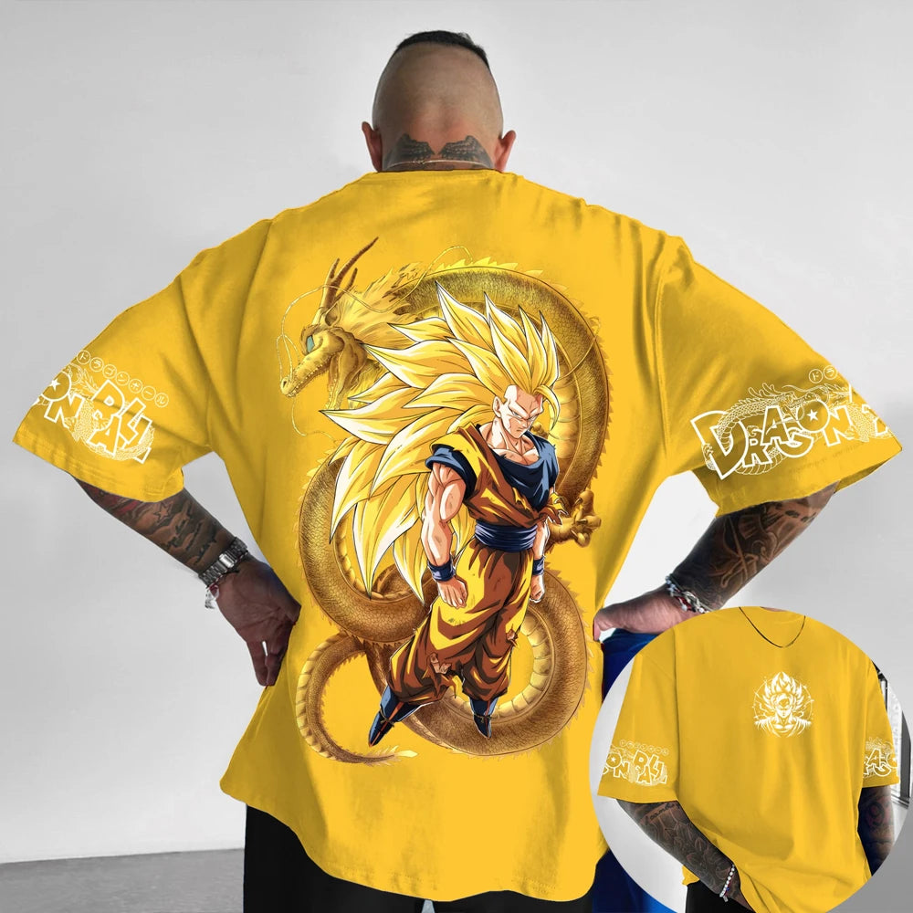 Dragon Ball Z Son Goku All Forms Broly Blue Aura Group Print Kids Oversized T-Shirt Men's Anime Streetwear Anime Tee For Fans