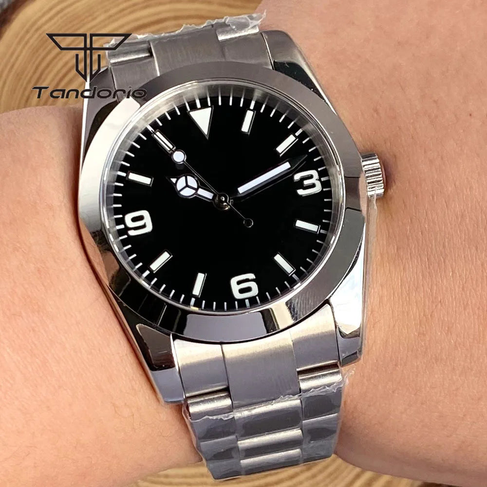 Tandorio Men's Automatic Watch Mechanical Miyota 8215/PT5000 Movt Sapphire Glass 36mm/39mm Explorer Style Wristwatch Luminous
