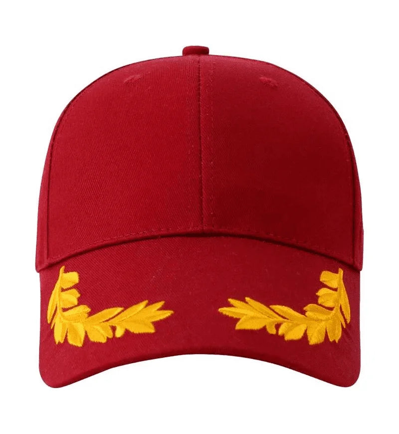 Wheat Stitch Baseball Cap -6-Panel Cotton Sun Hat with Brass Buckle Adjustable Outdoor Fashion Snapback Trendy Unisex Peaked Cap