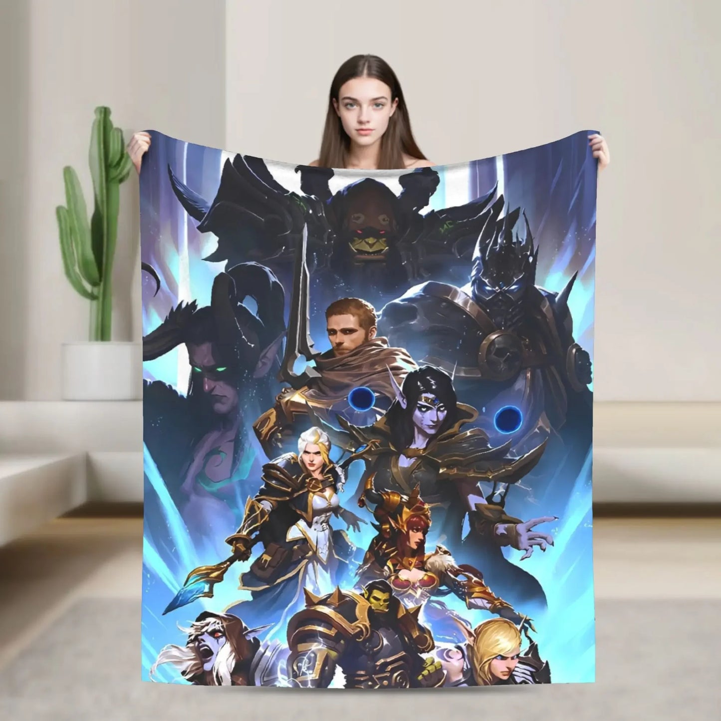 WOW World of Warcraft Arthas Retro Game Flannel Blanket Super Warm Throw Blanket for Bedroom Camping Bedspread Sofa Bed Cover