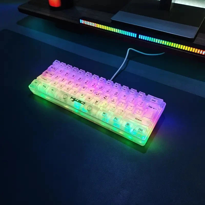 HXSJ V700 60% Wired Transparent Gaming Keyboard, RGB Backlit 61 Keys Compact USB Gaming Keyboard for PC, Mac & Laptop