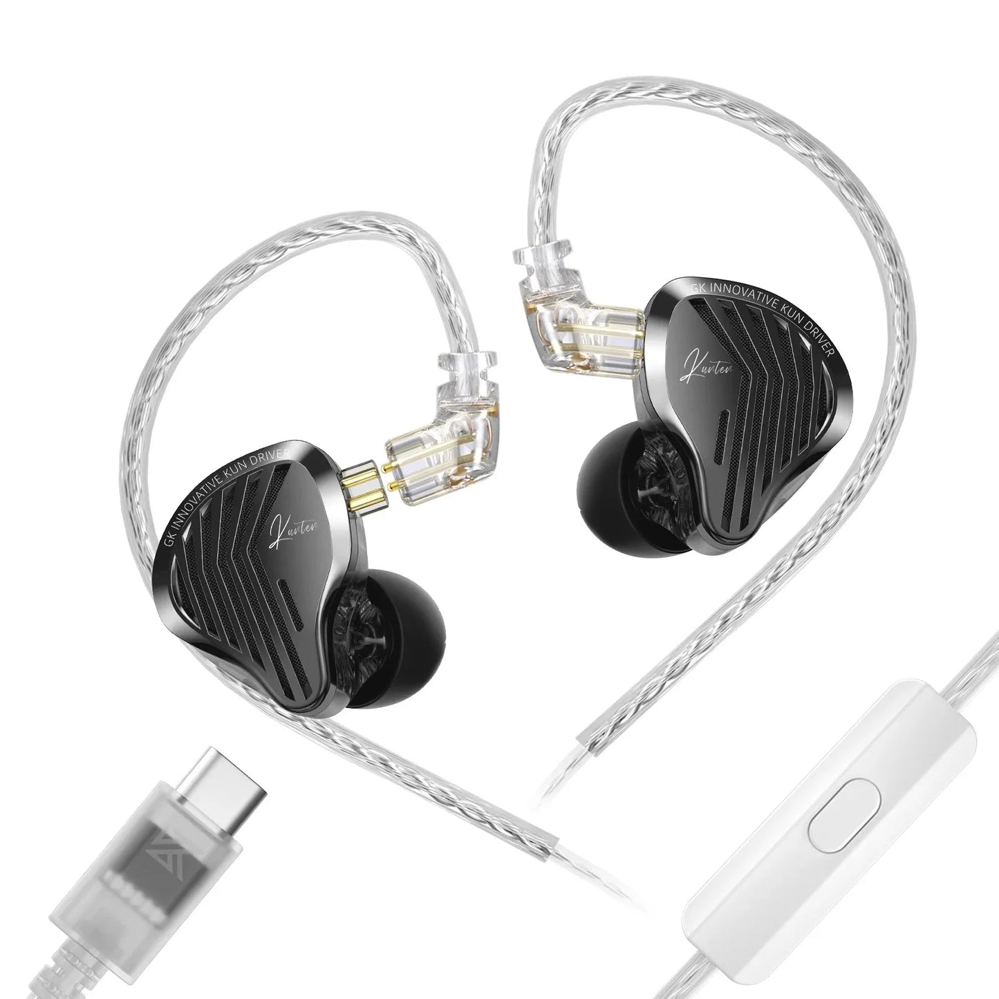 KZ GK Kunten HiFi IEM Earphones 1DD Dynamic Driver In-Ear Earbuds with 2-Pin Detachable Cable, Metal Audiophile Gaming Headset