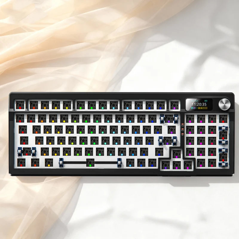 YINDIAOY95 Three Mode Mechanical Keyboard Hot Swap RGB Gaming Keyboard DIY Kit with Customize Display
