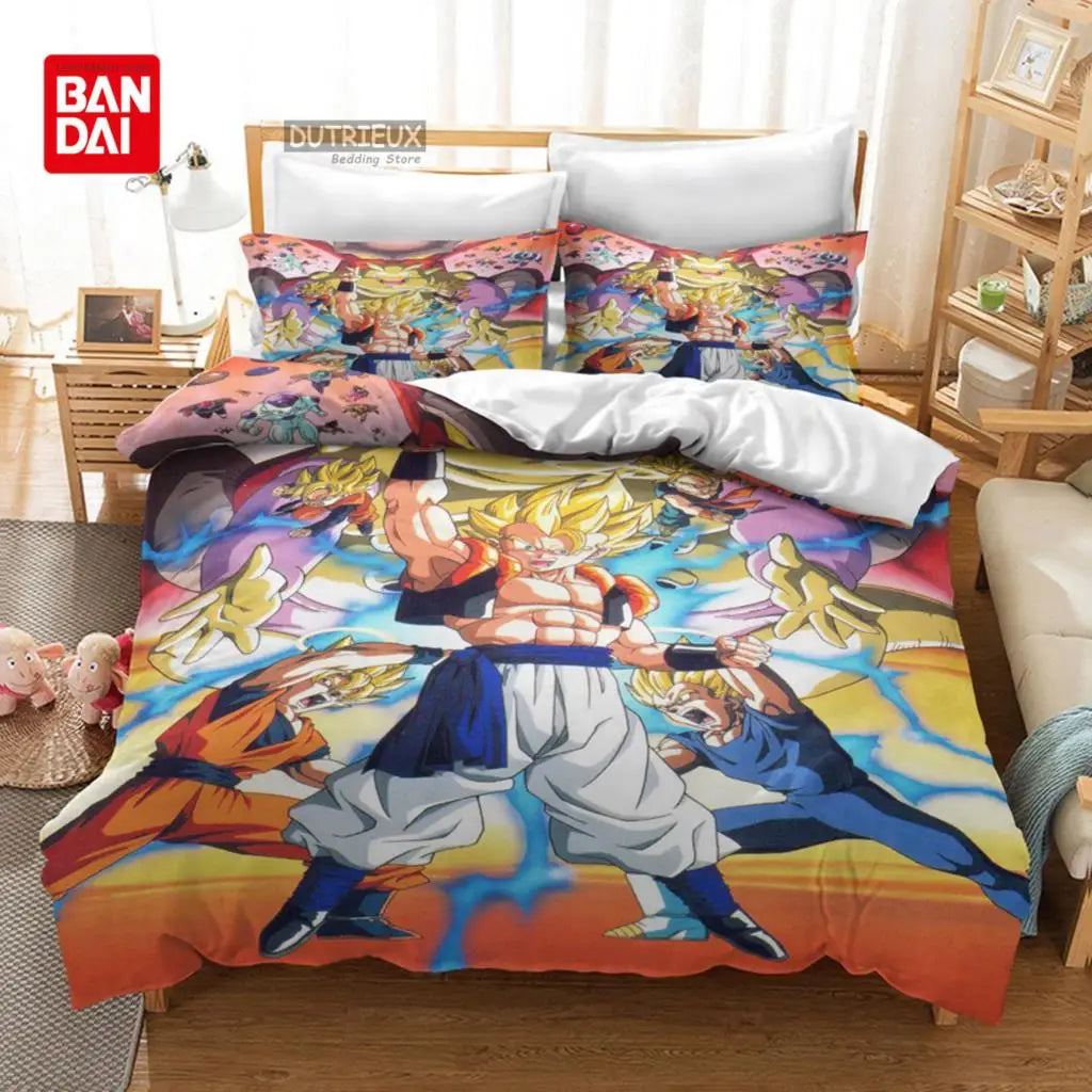 Bandai Animie Dragon Ball Bedding Set Goku Duvet Cover Quilt Cover Queen King Bedroom Home Textile Children Kids Boys Adult Gift
