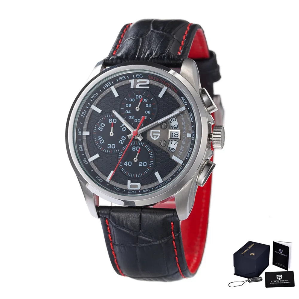 PAGANI DESIGN PD-3306 Multi Functional Waterproof Sport Men's Chronograp Watch Leather Quartz Military Watches Relogio Masculino