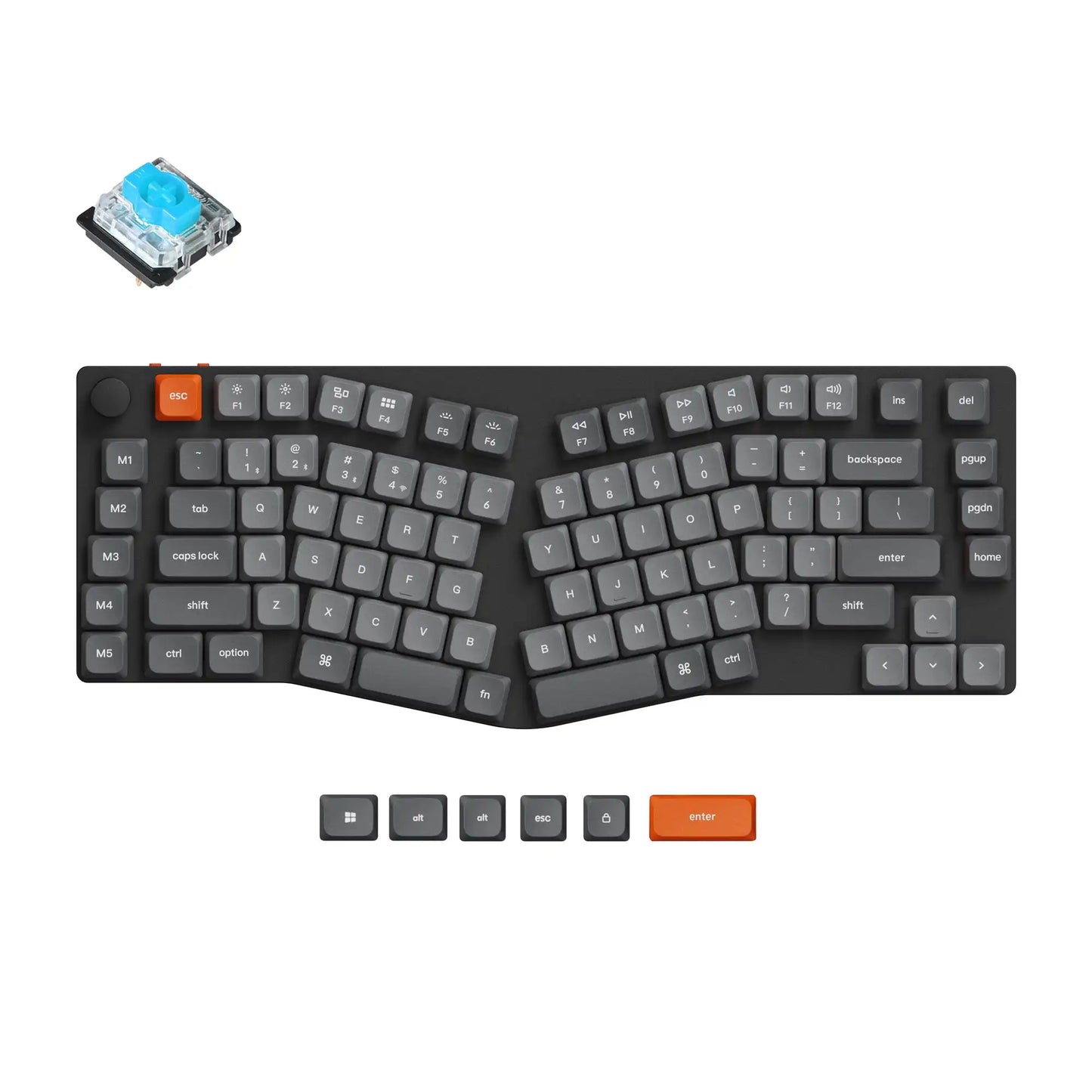 Keychron K15 Max (Alice Layout) QMK Wireless Custom Mechanical Keyboard Low Profile Gateron Switch Double-shot PBT Keycaps