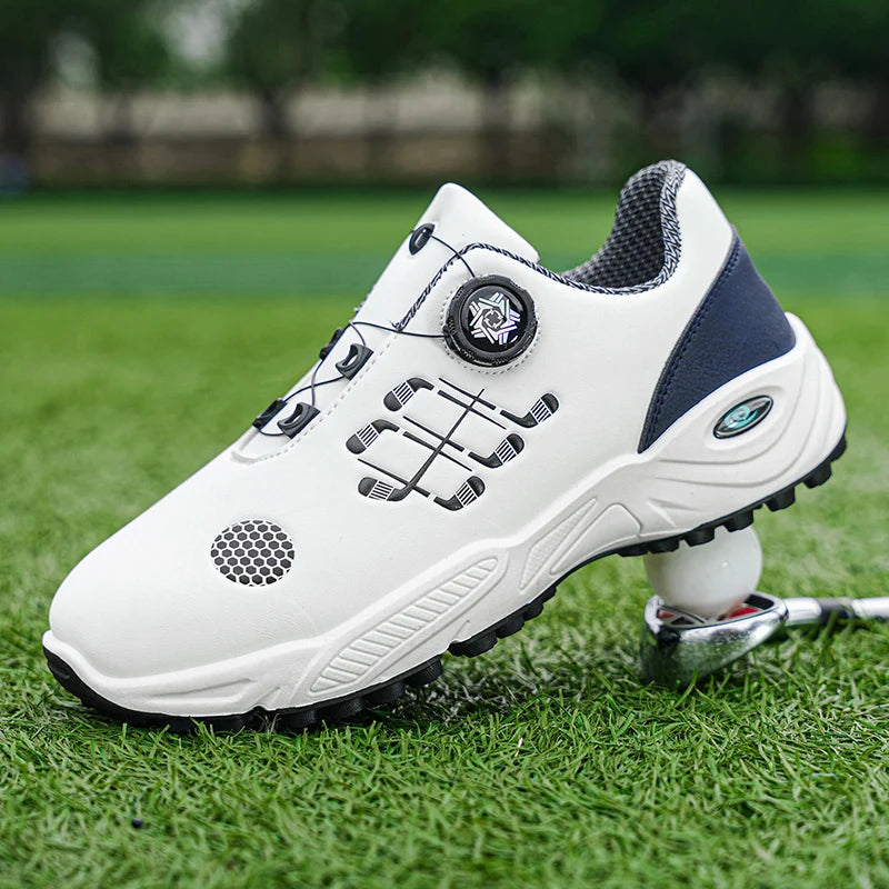 Professional Golf Shoes with Rotary Lock Buckle, Breathable, Shock-Absorbing, Non-Slip, Comfortable Support for Golf Course Swing Movements, Men's Casual Sports Shoes