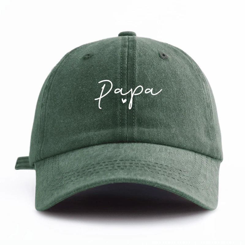 1Pc PAPA Print Washed Baseball Cap,Classic Casual Retro Adjustable Lightweight Sun Protection Versatile Driver Cap for DailyWear