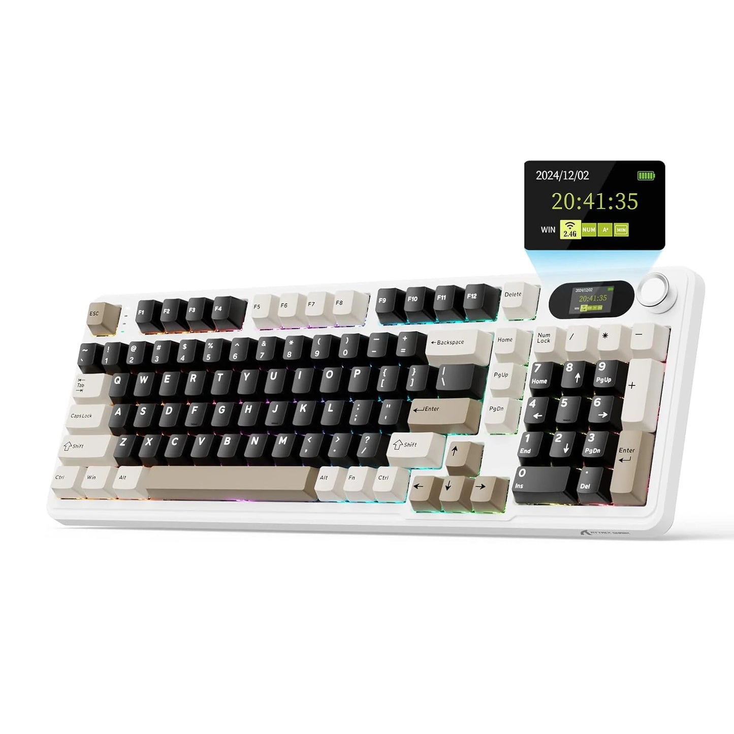 ATTACK SHARK X98Pro Wireless Mechanical Keyboard with Screen & Knob, Tri-mode Gasket Hot Swappable RGB Keyboard, Web Driver