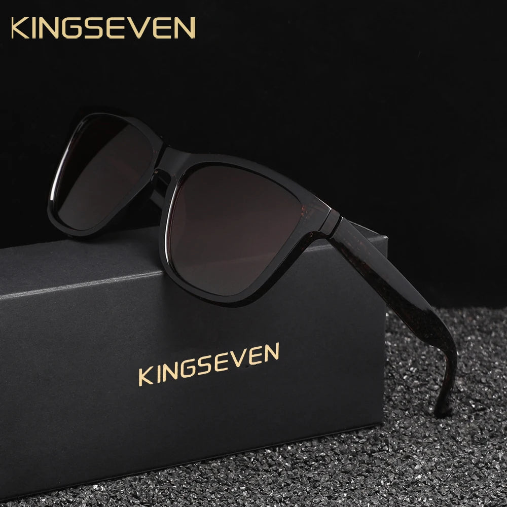 KNGSEVEN Trendy Round Sunglasses Men Women Causal Polarized Anti-UV400 Glasses Outdoor Causal Black Frame Driving Eyewear