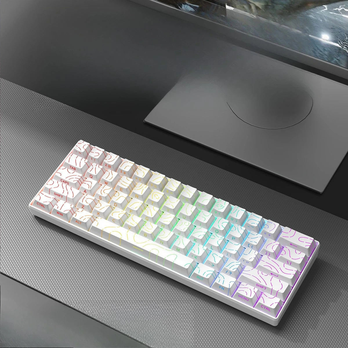 Wireless Gaming Mechanical Keyboard Bluetooth 60 Percent RGB White Triple Mode Portable Keyboards key board claviers teclado