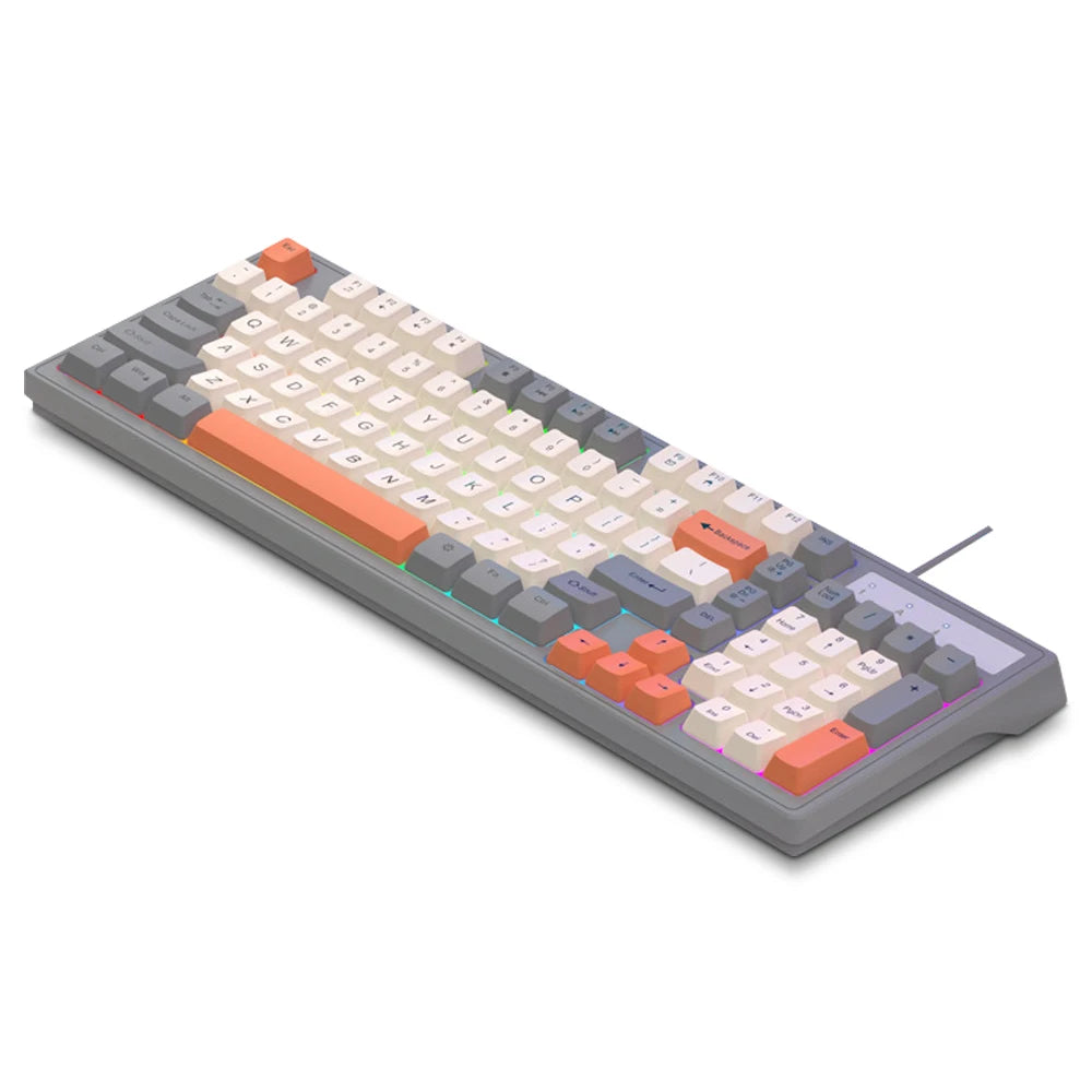 CASEPOKE 98 Keys Mechanical Keyboard for PC Laptop Office Silent Wired Keyboard with Backlit Volume Adjustment Gaming Keyboard