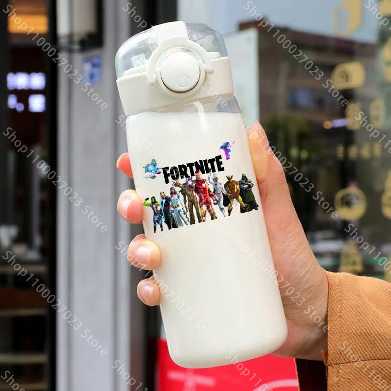 400ML Fortnites 18CM Straw Cup for Adult Boys Girls Cute Water Cup Cartoon Students Drop-Resistant Water Bottle Portable Gifts