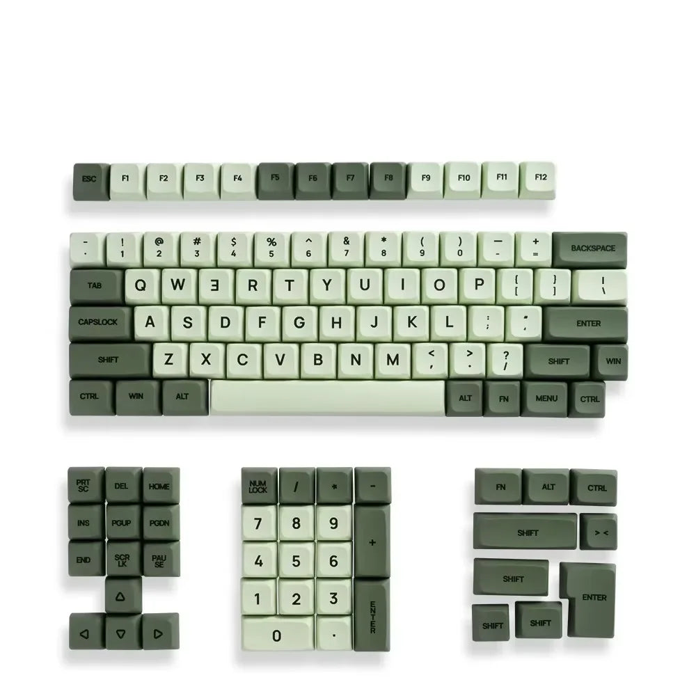 Conjunto de 125 teclas XDA PBT Matcha Green para teclado mecânico de 61/64/68/75/87/98/104/108 teclas, compatível com Cherry/Gateron/Otemu/Kailh