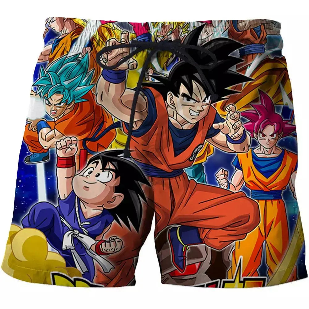2026 Summer Dragon Ball Young Goku Printed Shorts Men Retro Classic Oversized Breathable Fitness Streetwear Unisex Adult & Kids