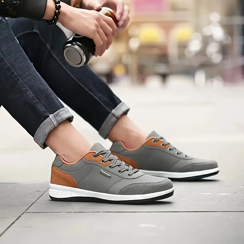 YRZL Men Shoes Spring Autumn Waterproof Walking Sneakers Leisure Male Leather Sports Shoes Non-Slip Footwear Tennis for Men