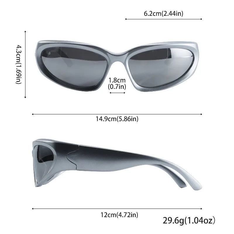 1pcs Y2K Style Irregular Frame Border Silver Glasses Men's Sunglasses Are Perfect for Concerts