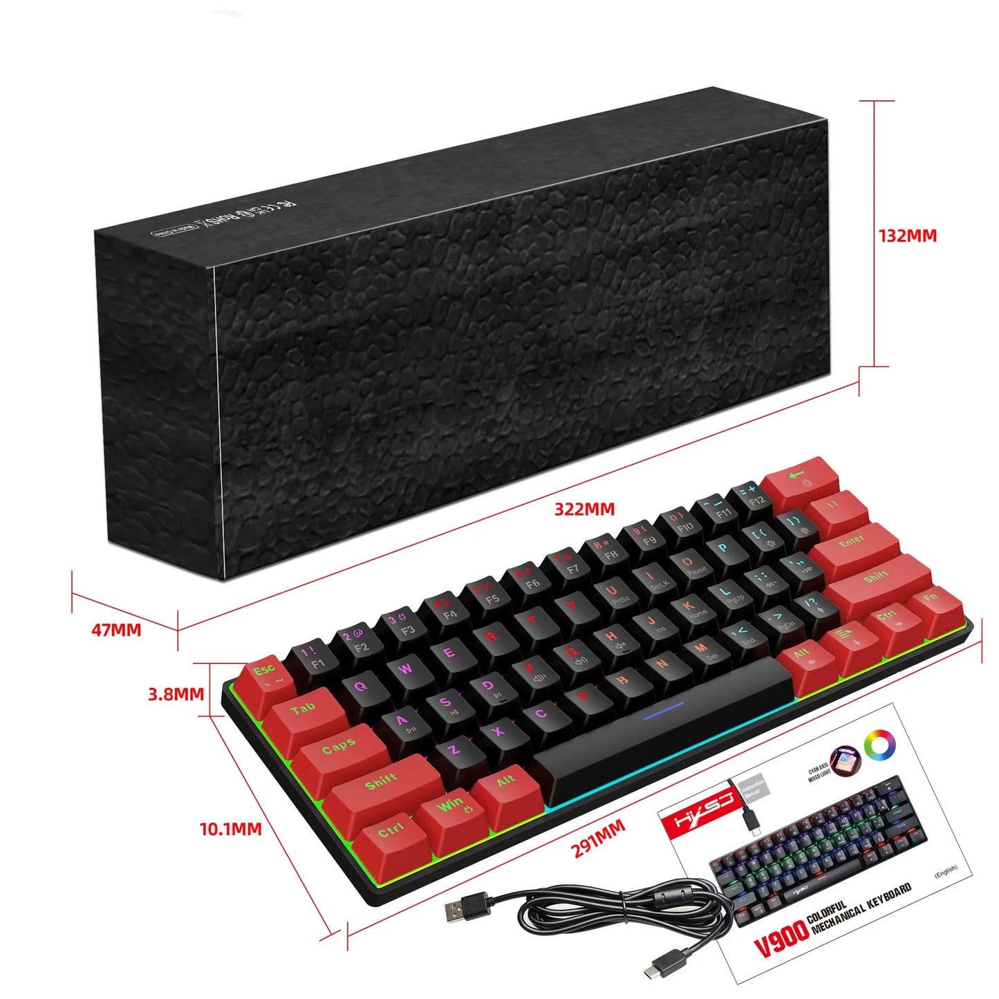 Mechanical keyboard 61 keys Colorful Wired USB Keyboards gamer gaming 60% Backlit Computer key board Pc teclado Ergonomic office