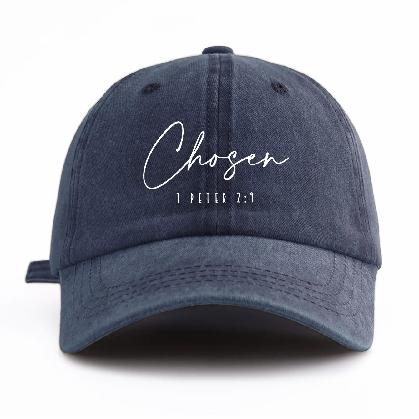 1pc CHOSEN Print Washed Baseball Cap for Adults, Minimalist Retro Style Casual Soft Adjustable Dad Hat, Perfect As Gift