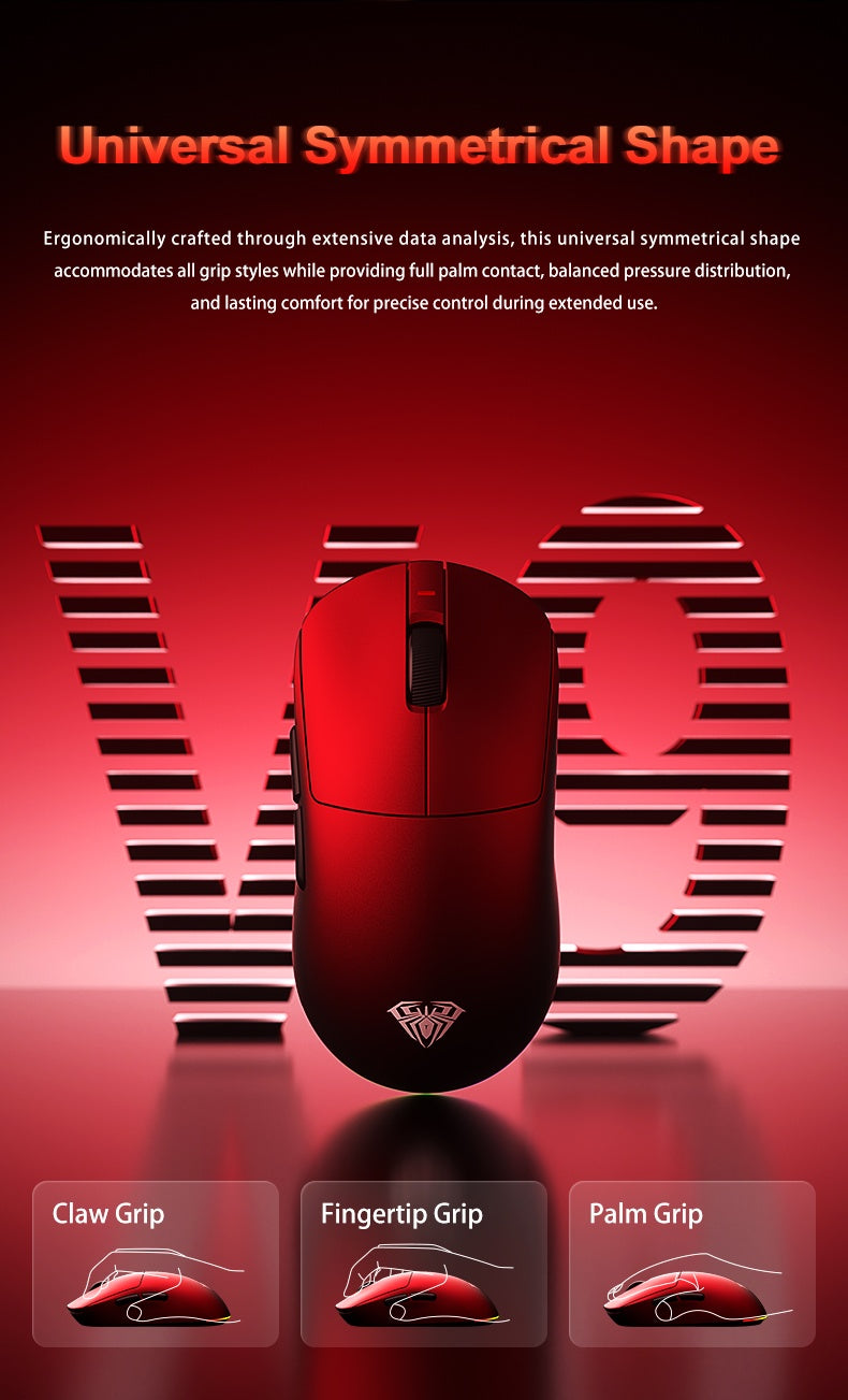 Aula V9 Ultra bezdrôtová e-športová herná myš Double 8k 3mode PAW 3950 8k, 55g, ľahká ergonomická myš, prispôsobiteľné príslušenstvo k PC