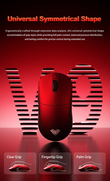 Aula V9 Ultra bezdrôtová e-športová herná myš Double 8k 3mode PAW 3950 8k, 55g, ľahká ergonomická myš, prispôsobiteľné príslušenstvo k PC