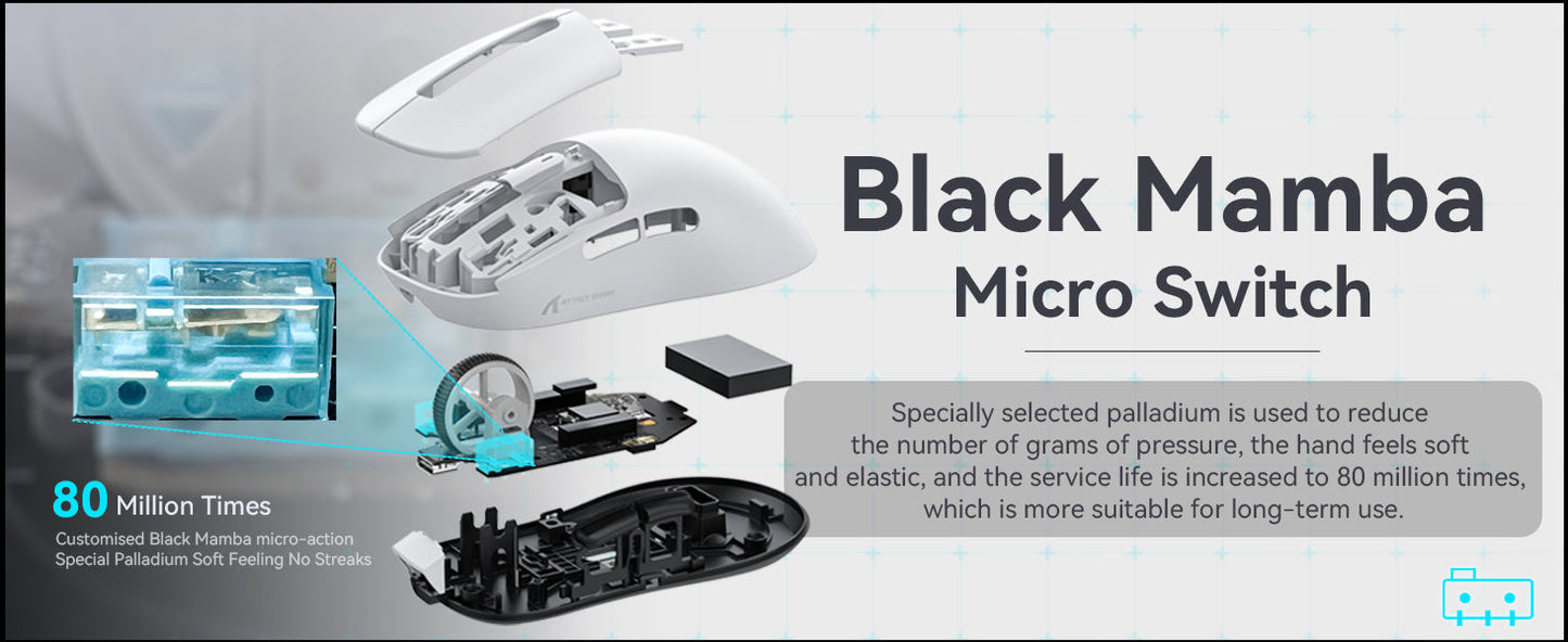 Attack Shark X3 Wireless Gaming Mouse PixArt PAW3395 49g Superlight, BT/2.4G Wireless/Wired, 6 Adjustable DPI up to 26000