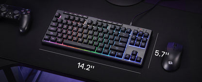 Redragon K516 Shiva TKL Wired RGB Gaming Keyboard, 87-Key Mechanical Feel Membrane Keyboard with RGB Backlit, Programmable Macro Keys & Anti-Ghosting