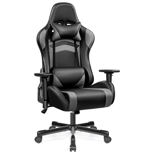 Ergonomic Gaming Chair PU Leather Adjustable Office Chair with Lumbar Support, Headrest, Reclining Backrest, and Footrest Design