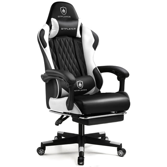 GTPLAYER Gaming Chair Ergonomic Office Chair with Footrest, Adjustable Lumbar Support, Reclining Gamer Chair, 150kg Heavy Duty Computer Chair