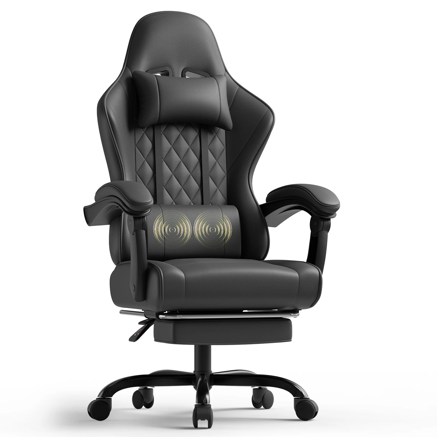 Devoko Ergonomic Massage Gaming Chair with Lumbar Support, Adjustable Height Reclining Swivel Office Chair with Headrest & Footrest