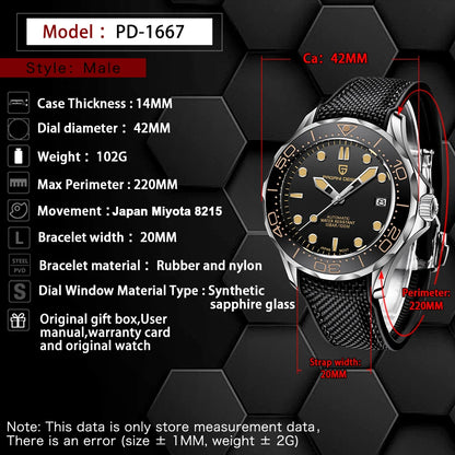 PAGANI DESIGN 2026 New automatic watch for men 007, luxury automatic watch for men, mechanical watch for men, AR sapphire, luminous, EU local delivery
