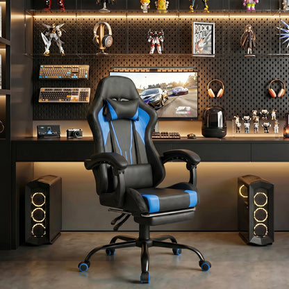 Devoko Ergonomic Gaming Chair with RGB Lighting, Footrest, Lumbar Support, Reclining Adjustable Height Computer Gaming Chair