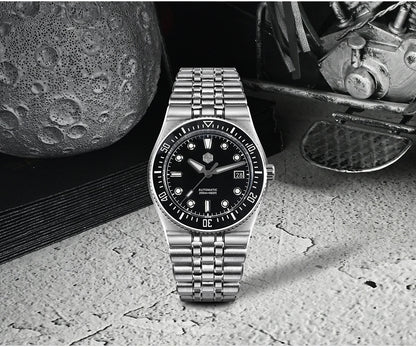 San Martin 40mm Enamel Spiral Dial Integrated Bracelet Men Diver Watch Miyota 9015 Automatic Mechanical Waterproof 200m SN0148