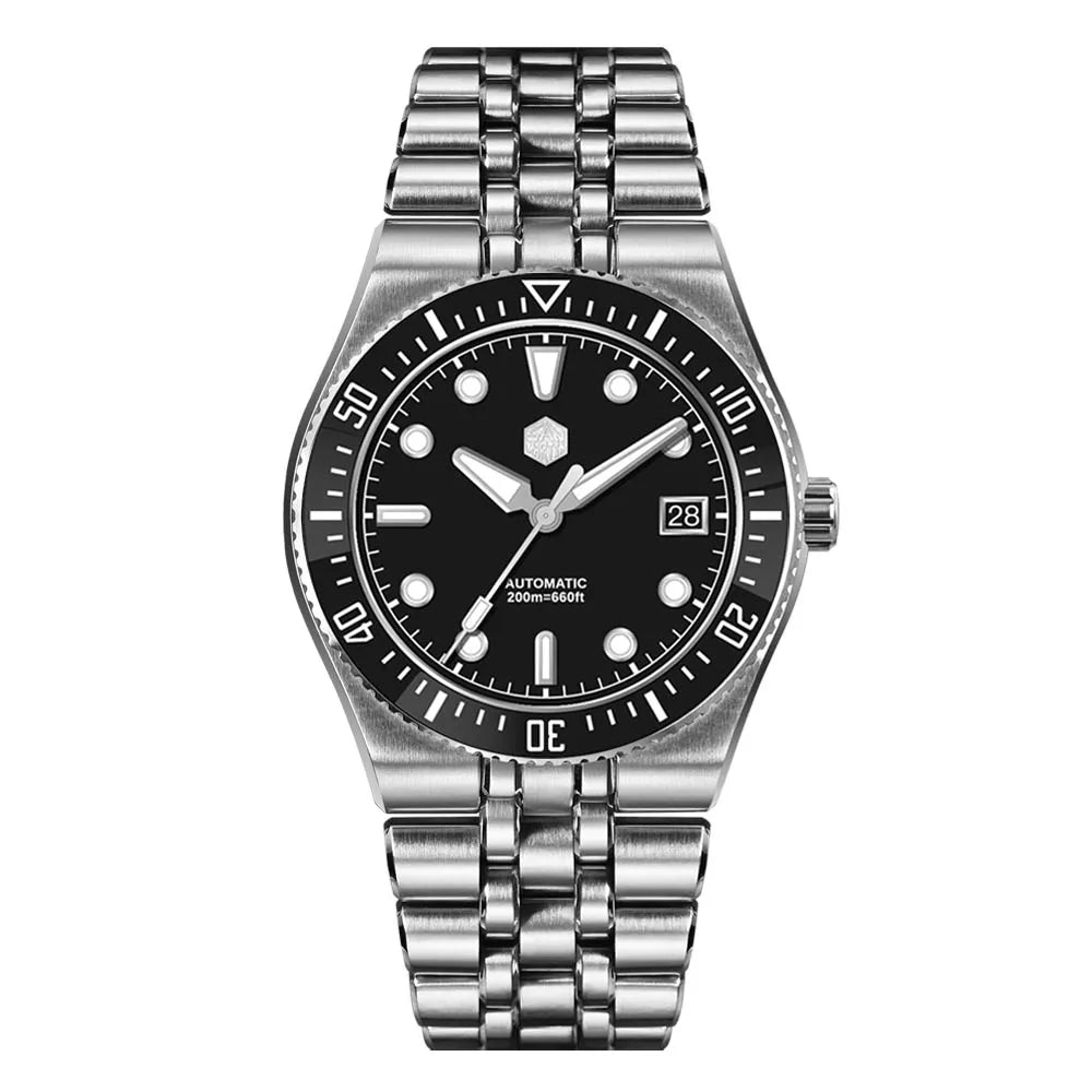 San Martin 40mm Enamel Spiral Dial Integrated Bracelet Men Diver Watch Miyota 9015 Automatic Mechanical Waterproof 200m SN0148