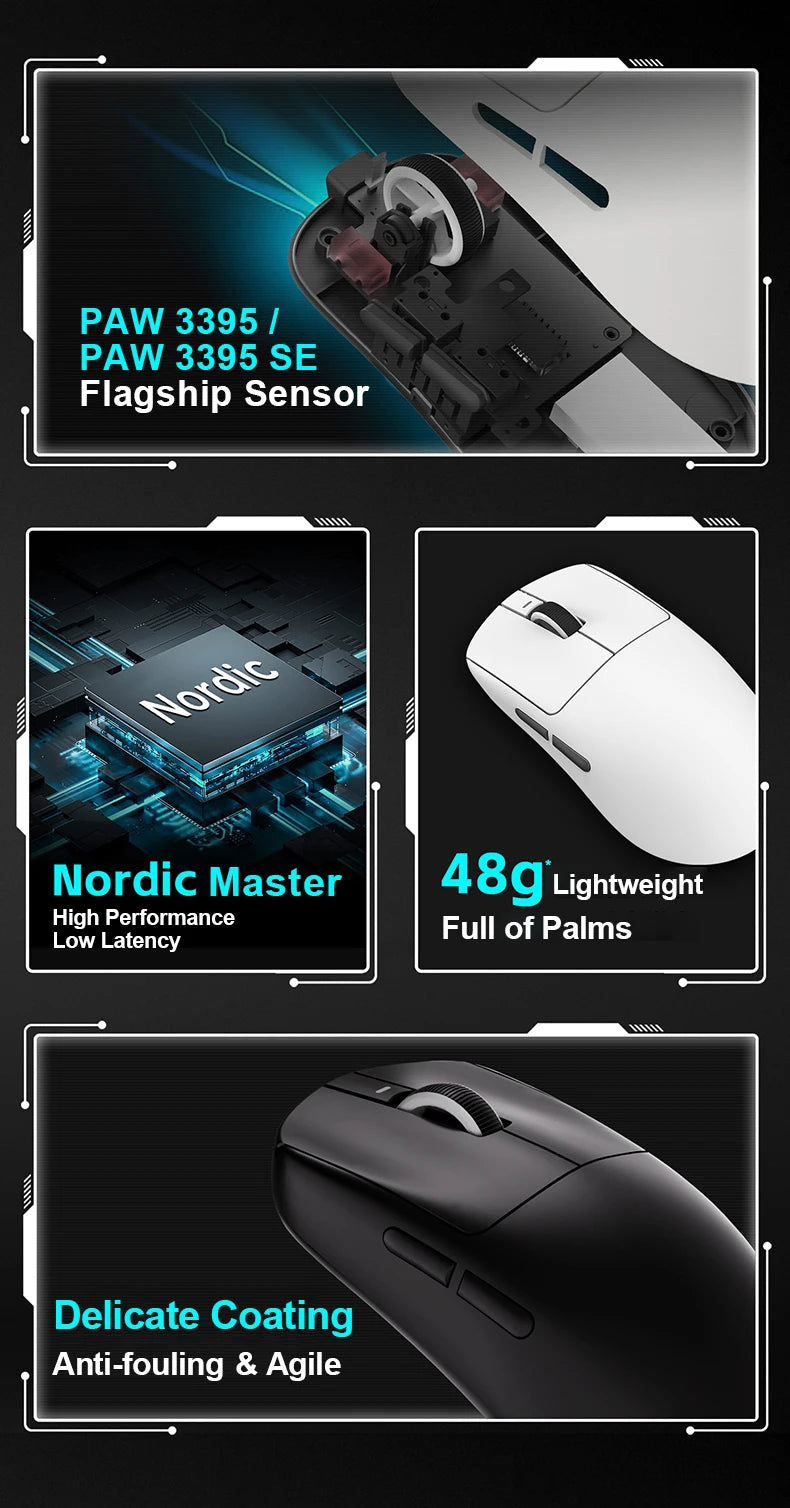 Mouse gaming wireless ATK VXE Dragonfly R1 Pro MAX PAW3395 R1 SE Plus personalizzato per eSport FPS, ricaricabile e leggero