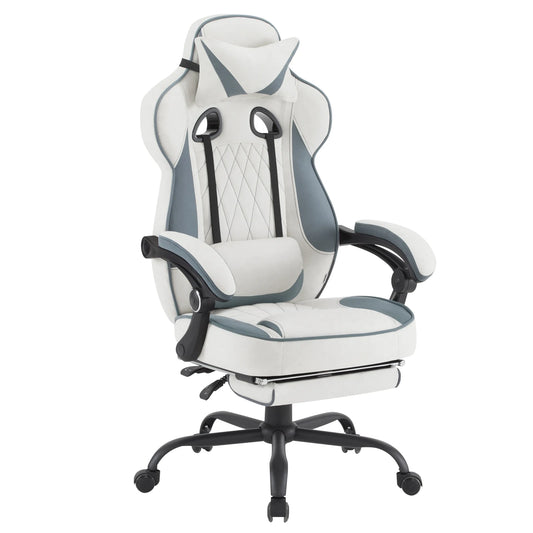 WOLTU Swivel Gaming Chair Ergonomic Office Chair with Footrest, Pocket Spring Cushion, Wide Seat, Adjustable Reclining Computer Chair