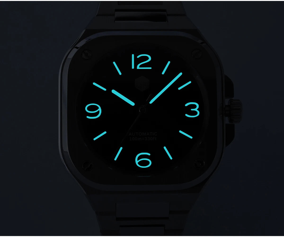 San Martin 40mm Classic Luxury Sport Watch Distinctive Square Case Stainless Steel Men Watch Automatic Mechanical 10 Bar SN0074