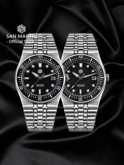 San Martin 40mm Enamel Spiral Dial Integrated Bracelet Men Diver Watch Miyota 9015 Automatic Mechanical Waterproof 200m SN0148